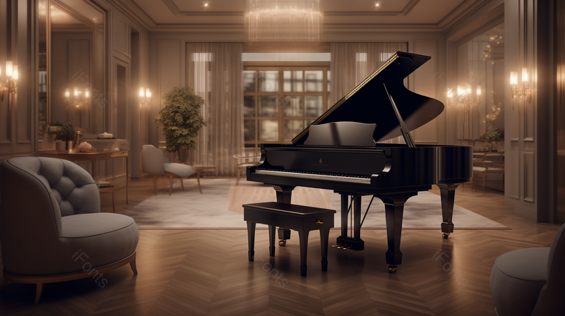 钢琴的室内豪华唯美轻奢家居,高清,摄影图,摄影图片,图片大全,摄影图免费下载